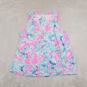 Lilly Pulitzer Tank Top Womens‎ M Pink Blouse Essie Lobsters Sleeveless Preppy